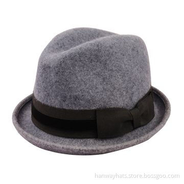 Fashionable Men's Wool Felt Hat with Velvet Band over GG Hat Band TrimNew